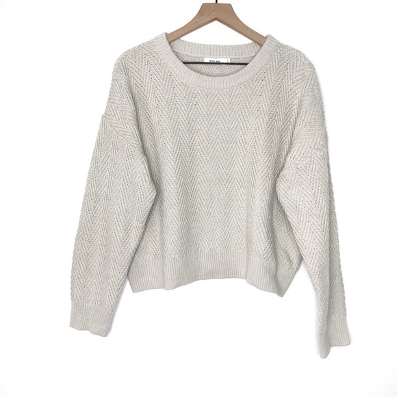 MOD REF Crew Neck Chevron Knit Crop Sweater L - Picture 8 of 8